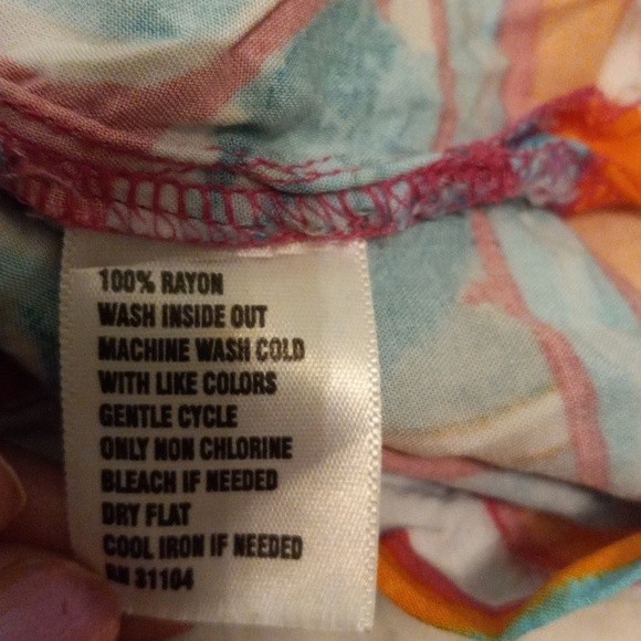 Crown & Ivy Shirt XXL Sleeveless Stripes Bold Tropical Leaf Print - Picture 7 of 7